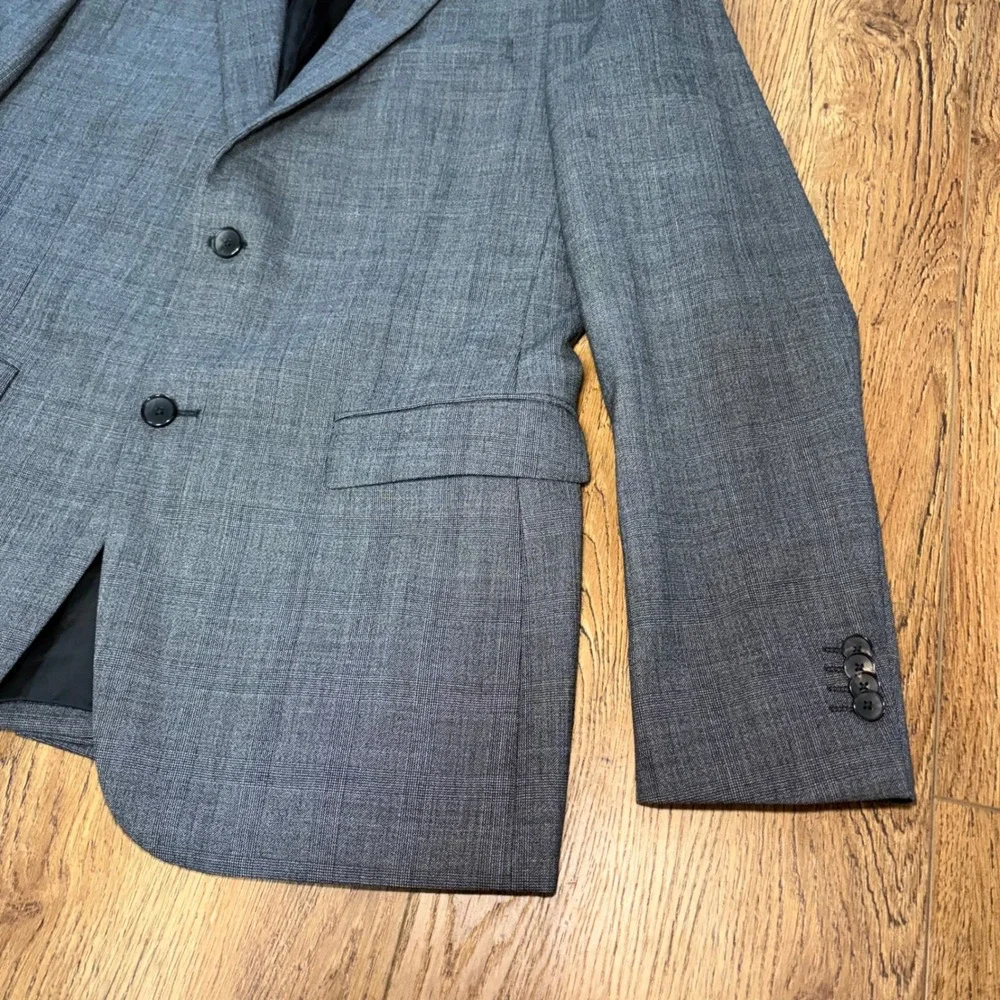 Theory‎ Wellar Charde Mens 42R Gray Glen Plaid Wool 2-Button Blazer Sport Coat